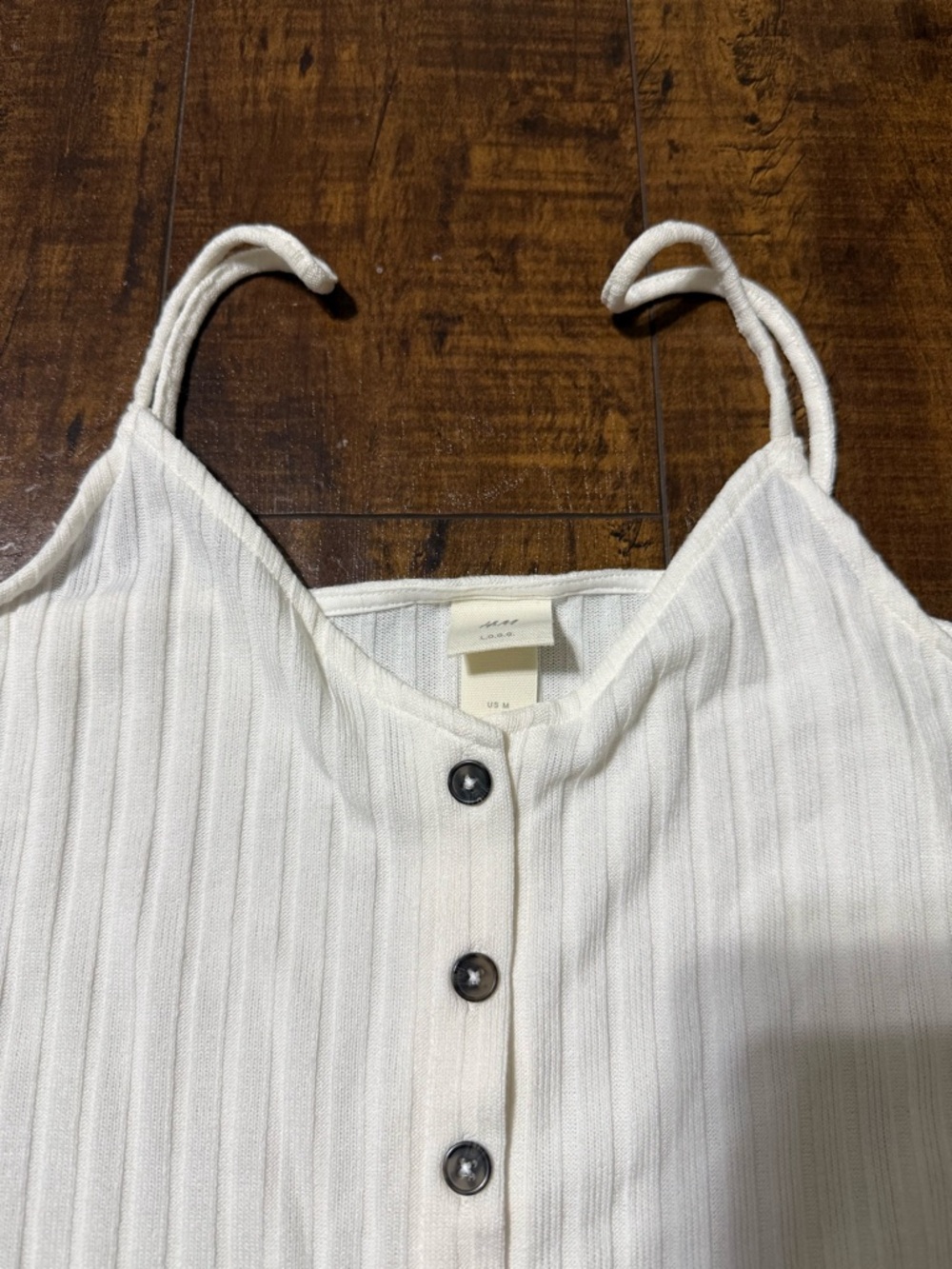 H&M Cream Ribbed Button-Front Cami - Picture 2 of 5